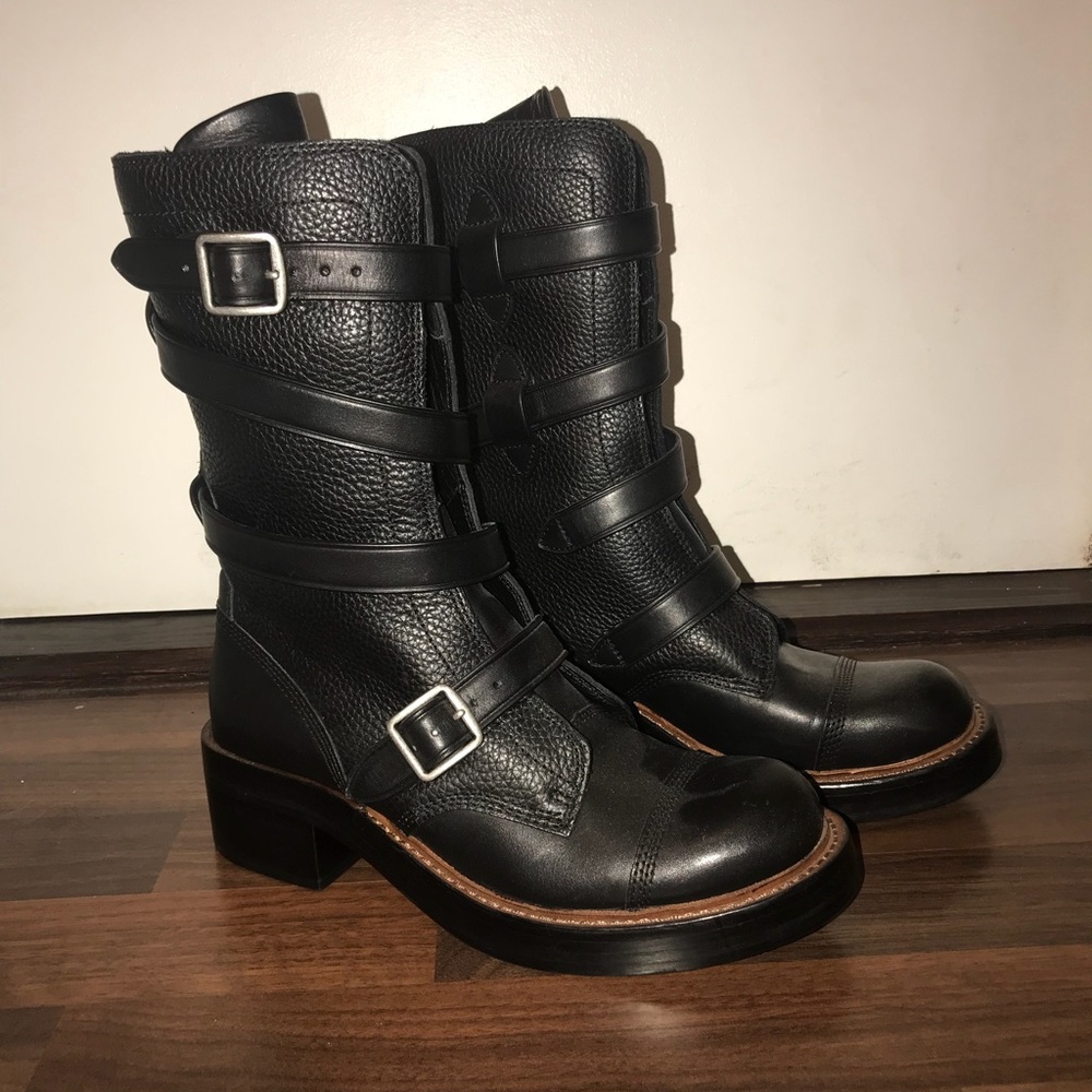 Coach mid-calf moto boots